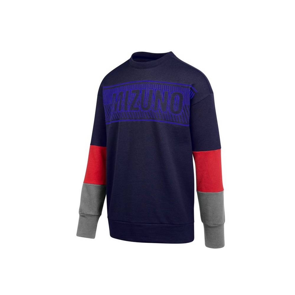 Womens Mizuno MZ1 Tokyo Fleece Crew Tops Navy Philippines (IJCGMB154)